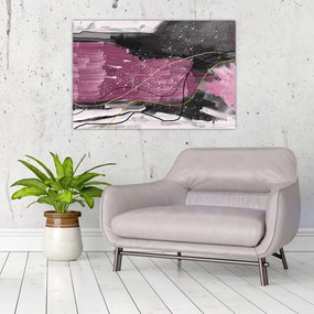 Tablou - Abstracție roz-roșu (90x60 cm)