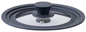 Capac universal Fackelmann 688655, Potrivit pentru vase cu diametru 16/18/20 cm, Sticla / silicon, Negru