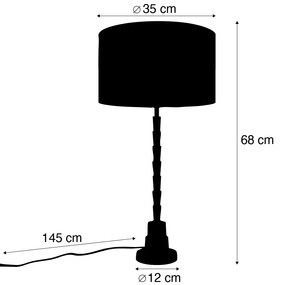Lampă de masă bronz cu abajur din velur cu design frunze și interior auriu - Pisos