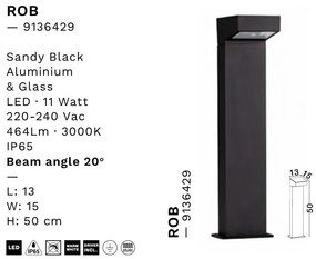 Stalp exterior H-50cm LED IP54 Rob