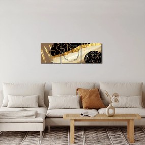 Tablou - Abstracție maro auriu N⁰3 (cu ceas) (90x30 cm)