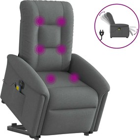 vidaXL Fotoliu electric masaj rabatabil cu ridicare, gri închis textil