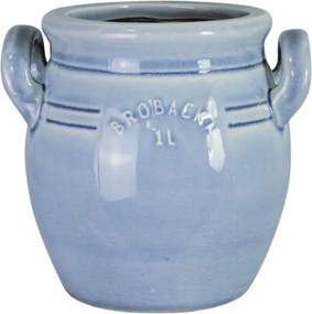 Ghiveci din ceramică glazurată manual 1L bleu deschis înalt, „Brobacka"