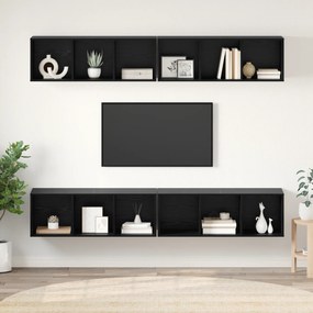 vidaXL Dulap pentru TV pe Perete 4 pcs Stejar negru 37 x 37 x 107.5 cm