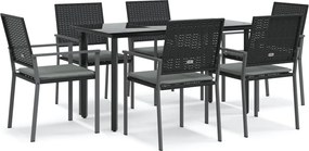 vidaXL Set mobilier de grădină cu perne, 7 piese, poliratan și oțel