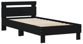 838569 vidaXL Cadru de pat cu tăblie, negru, 75x190 cm, lemn prelucrat