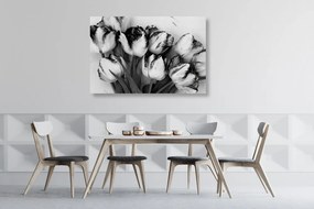 Tablou lalele de primăvară în design alb-negru