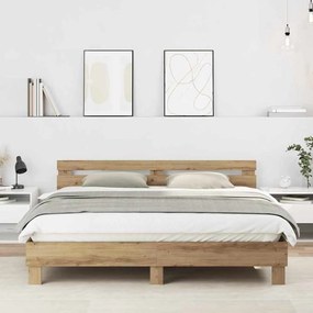 vidaXL Cadru de pat cu headboard Stejar Artizanal 180 x 200 cm