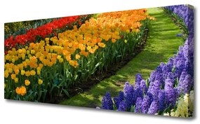 Tablou pe panza canvas Flori Floral Verde Roșu Galben Violet