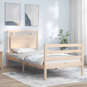 3194011 vidaXL Cadru de pat cu tăblie single mic, lemn masiv