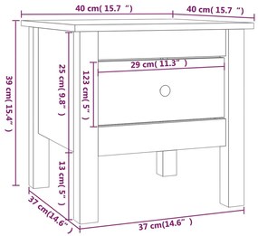 Mese laterale, 2 buc., gri, 40x40x39 cm, lemn masiv de pin 2, Gri, 40 x 40 x 39 cm