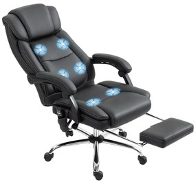 HOMCOM Fotoliu de birou cu masaj și încălzire scaun de birou cu înălțime reglabilă spătar înclinabil 67x72x111-119cm negru | Aosom Romania