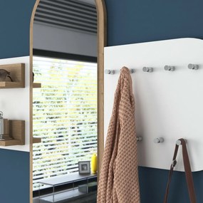 Cuier de perete cu oglindă Pomi White and Walnut