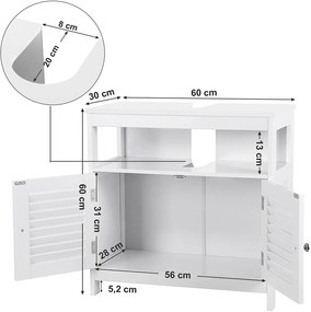 Dulap sub chiuveta cu raft LEHAC 60x30 cm, albă