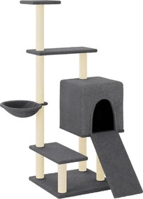 vidaXL Ansamblu de pisici stâlpi din funie sisal, gri închis, 130,5 cm