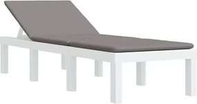 vidaXL Șezlong cu perne, alb, PP