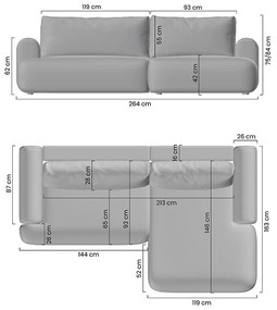 Colțar extensibil cu funcție de dormit Lotulis Mini dreapta - crem material hidrofob Blur 01