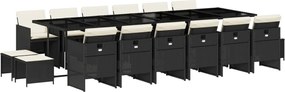 vidaXL Set mobilier de grădină cu perne, 17 piese, negru, poliratan