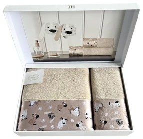 Set cadou pentru copii, prosop și prosop de corp BEAGLE, 2 buc Bej / Beige Set (prosop 50x100cm, prosop de corp 75x150cm)