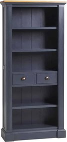 Bibliotecă lemn masiv natur London Albastru/, 90 × 33 × 200 cm
