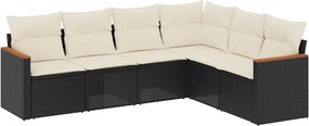 vidaXL Set mobilier de grădină cu perne, 6 piese, negru, poliratan