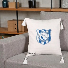 Perna Personalizata FC Unirea Constanta Fotbal, 40x40 cm, Bej cu Franjuri, Husa Detasabila, Perna Inclusa, BEKZ®