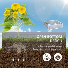 Outsunny Set de 2 Paturi pentru Legume Înălțate, Jardiniere din Metal pentru Plante, Legume, Arbusti, 100x100x30cm, Gri | Aosom Romania