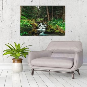 Tablou cu pârău în pădure (90x60 cm)