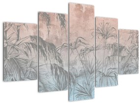 Tablou - Plante tropicale pe perete (150x105 cm)