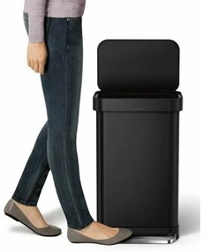 Simplehuman Coș de gunoi dreptunghiular cu pedalăși buzunar pentru saci de 45 l, negru