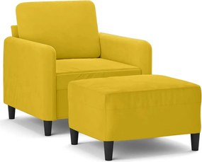 vidaXL Fotoliu canapea cu taburet, galben, 60 cm, catifea