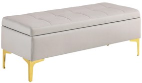HOMCOM Bancă Otomană de Depozitare, Capăt de Pat din Catifea cu Picioare și Spațiu de Depozitare, 120x44x44.5 cm, Gri Deschis | Aosom Romania