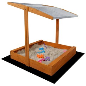 Ladă de nisip 120cm cu copertină, impregnată + agrotextil