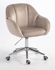 HR2055K Scaun Latte din Catifea cu Bază Cromata