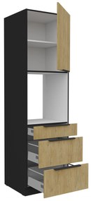 Dulap bucătărie pentru cuptor Carminia 60 DPS-210 3S1F PREMIUM BOX (stejar cremona + negru). 1128018