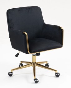 HR4318K Scaun Neagră Catifea cu Bază Aurie