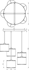 Lustră suspendată pe cablu ARDEN 5xE27/15W/230V diam. 44 cm, bej