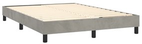 Cadru de pat box spring, gri deschis, 140x190 cm, catifea Gri deschis, 25 cm, 140 x 190 cm