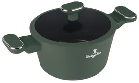 Oală cu capac 20 cm, 2.5L – Berlinger Haus Green Matte Collection BH 8200, verde, cu strat antiaderent din titan, design modern, compatibilă cu toate