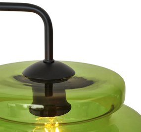 Lampă de podea retro neagră cu sticlă verde - Denise