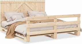 vidaXL Cadru pat cu tăblie 200x200 cm, lemn masiv de pin