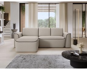 Colțar bej cu tapițerie din țesătură bouclé (cu colț pe partea stângă/cu șezlong) Ume – ELTAP