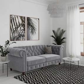 Canapea gri deschis cu tapițerie din catifea 236 cm Felix – Støraa