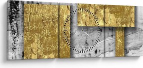 Tablou - Pătrate de aur N⁰3 (cu ceas) (90x30 cm)