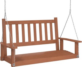 vidaXL Bancă balansoar grădină lanțuri metalice, maro, lemn masiv brad