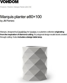 Ghiveci plante, flori design decorativ modern pentru amenajari interioare si exterioare, MARQUIS PLANTER 47085R Vondom