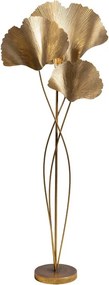 Lampă de podea din metal auriu, cu frunze de ginkgo sculptate, finisaj vintage, 164×66×25 cm, „Ginkgo"