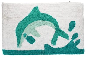 Covoraș de baie alb-turcoaz 50x80 cm Dolphin – Rex London