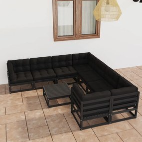 3077033 vidaXL Set mobilier grădină cu perne, 9 piese, lemn masiv de pin