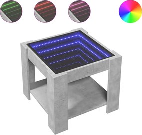 vidaXL Măsuță de cafea cu LED, gri beton, 53x53x45 cm, lemn prelucrat